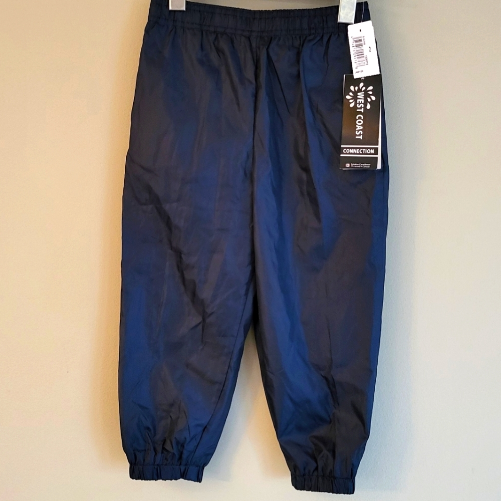 NWT West Coast Connection navy lined wind/splash pants